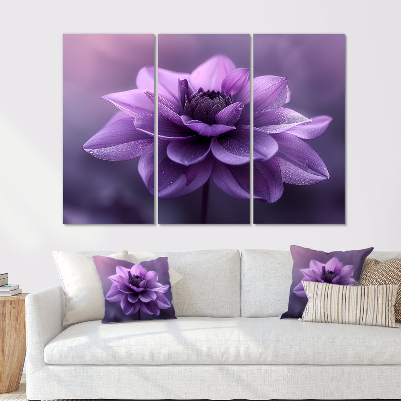 «Mauve Natures Nuance», ensemble de décorations murales Dahlia, Métal métal, H 40 po x l 60 po x P 1 po