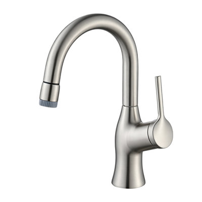 0ontZ Pull Out Bathroom Faucet, Solid Brass Single Handle High Arc Vanity Sink Faucet, Hot & Cold Mixer Tap with Retractable Sprayer & Splash-Free Soft Flow for Bathroom Countertop