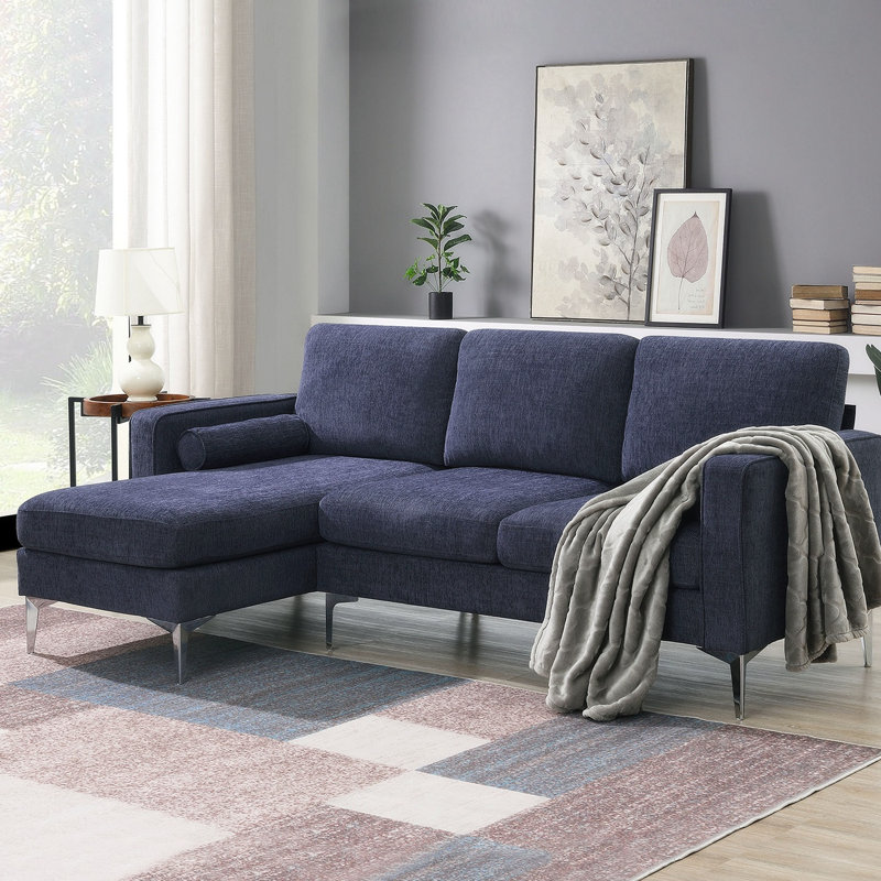 Canapé modulaire rembourré 2 pièces Labryan, 100 % polyester bleu