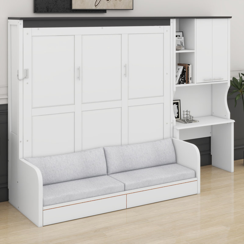 Lit escamotable tout-en-un avec canapé, bureau et armoire de rangement