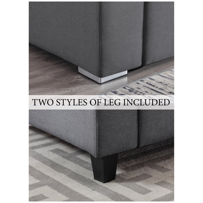 Upholstered U-Shaped Sectional Symmetrical, Gray Linen