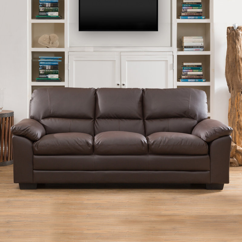 Robidoux 3 Seater Faux Leather Sofa, Brown