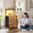 Tall Nightstand With Charging Station And Led Lights Nightstand With 3 Drawers And Shelves Bedside Table With Usb Ports And Outlets（set of 2）-528638469
