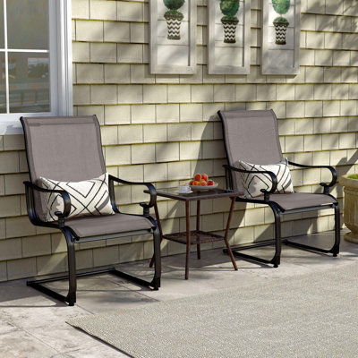 2 PCS Patio Chairs C-Spring Motion Chairs with Quick-drying & Breathable Fabric by Red Barrel Studio