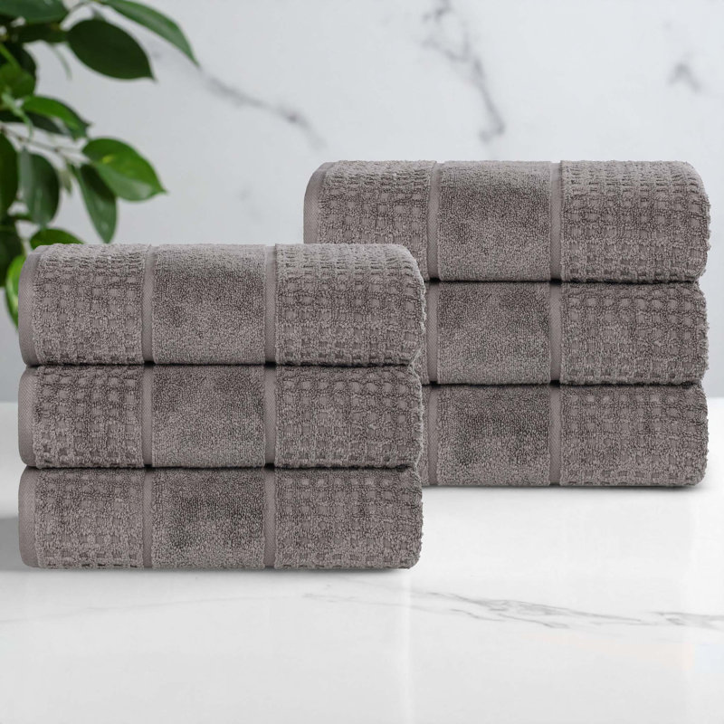   Ensemble de serviettes en coton Zero-Twist - texture gaufrée nid d'abeille - séchage rapide, Gris anthracite