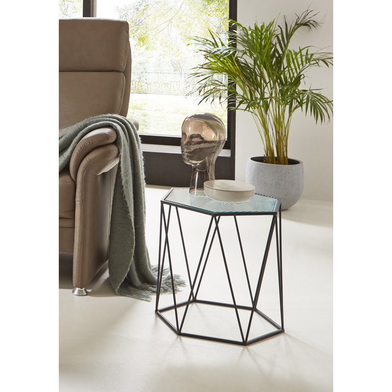 Indii Glass Top Frame End Table