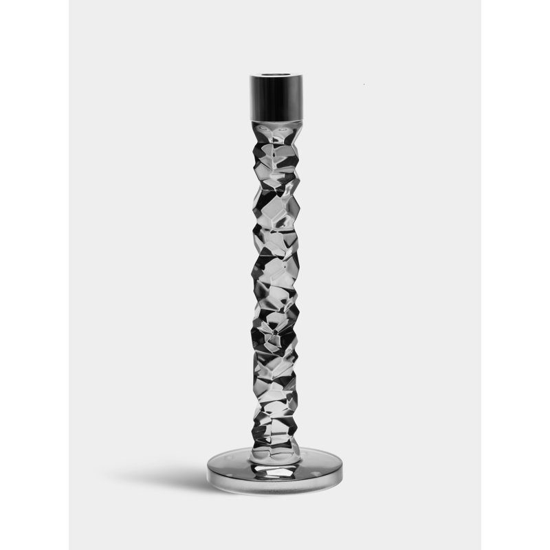 Carat Glass Tabletop Candlestick, 11.7" H x 4.3" W x 4.3" D