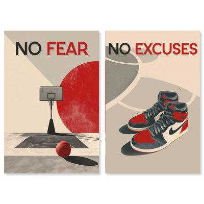 Décoration murale pour chambre d'étudiant : Toile imprimée « No Fear No Excuses » par Art Remedy, tendue sur châssis, 25 x 38 cm (10 x 15 pouces).