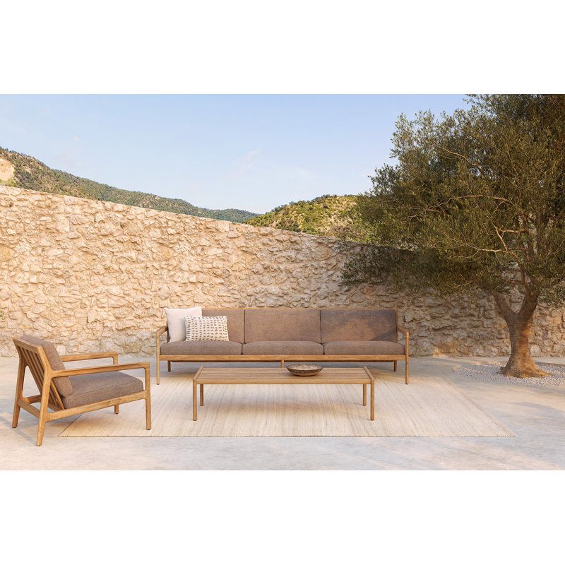 Jack Outdoor Teak Coffee Table, 25.6" x 59.1" x 13.8"