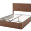 Cadre de lit grand format avec rangement relevable, lignes courbes en bois ondulé, rangement hydraulique / pas de sommier tapissier requis, noyer.-1041874692