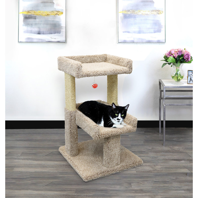 Beige Sisal and Carpet Cat Tree with Perches