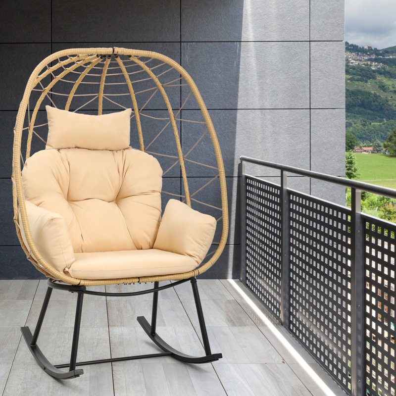 Chaise berçante d'extérieur en osier Cletta