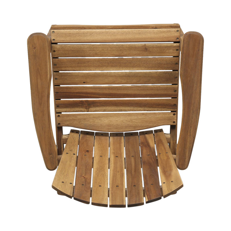 Ensemble de 2 chaises de salle à manger d'extérieur résistantes aux intempéries en bois d'acacia Adirondack, Naturel
