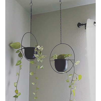 2 Pack Hanging Planters For Indoor Plants With 5.5" Pot, Ceiling Hook And Extender Chain | Hanging Plant Holder, Metal Minimalist Planter, NO Plant Incld