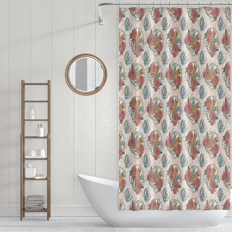 Floral Shower Curtain, 70" H x 72" W