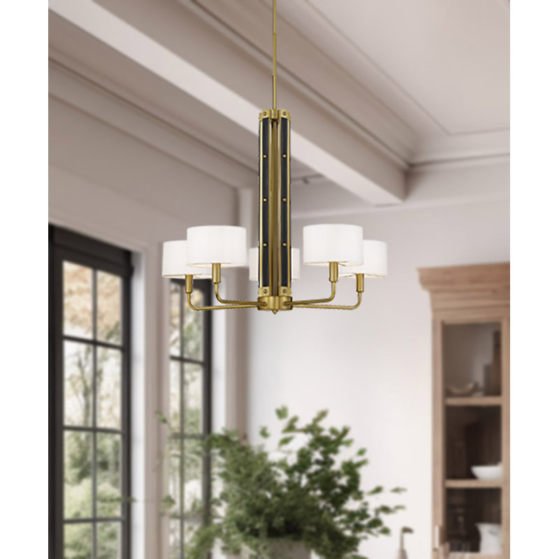 Minka Lavery Chelsea Soft Brass With White Silk Chandelier