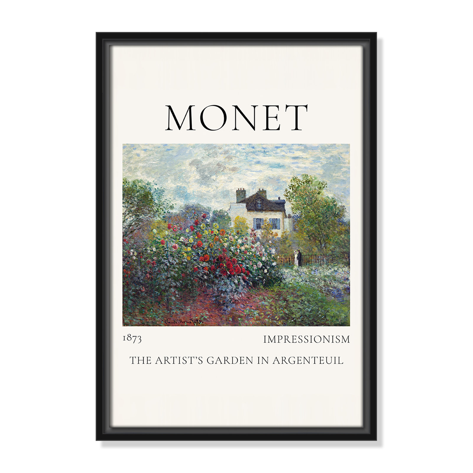 Rocchetto "Artists Garden in Argenteuil" Print, Black Floater Frame, No, 19.5" H x 13.5" W x 2" D