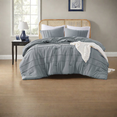 Grey Bedding Sets, Soft Microfiber Pleated Twin Style For Home