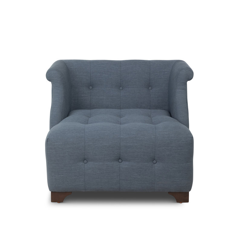 Scroll Arm Occasional Chair, Mocha, Heathered Navy