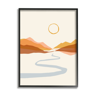 " River Path Leading Terracotta Mountains Modern Desert Illustration " by Victoria Barnes