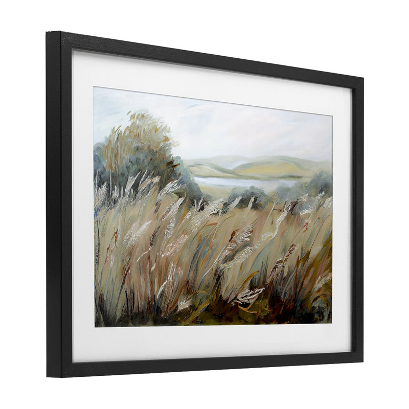 Windy Meadow Distorsion, impression sous verre encadrée, design par Sasha, H 17 po x l 23 po, Cadre noir minuit