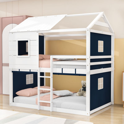 Wood Playhouse Tent Bed Frame With Roof