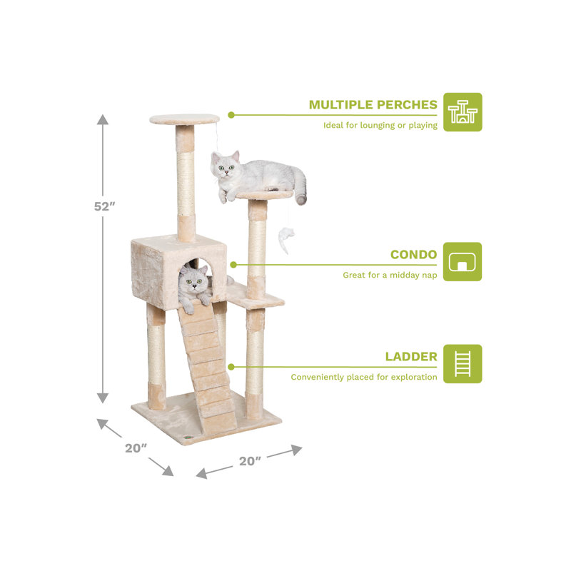 Beige Sisal Covered Multi-Level Cat Tree Condo