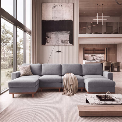 Canapé d'angle moderne Milsap 120,1 po 6 places en forme de U avec 2 poufs