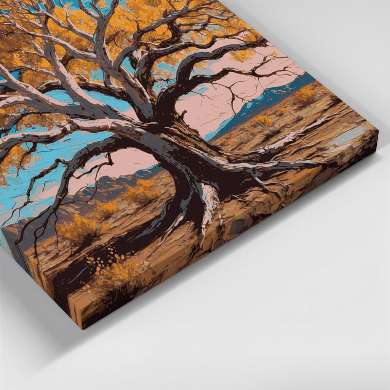 «Southwestern Plants Cottonwood Tree», art mural gris sur toile 157, H 12 po x l 12 po