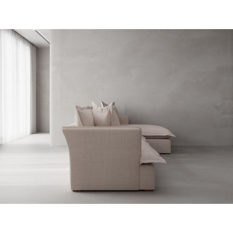 Canapé modulaire avec méridienne Haven, Mélange de polyester ivoire Nevis