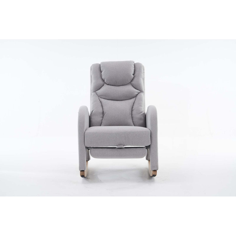 Chaise berçante de chambre de bébé avec repose-pieds réglable pour le salon, la chambre à coucher, Gris clair
