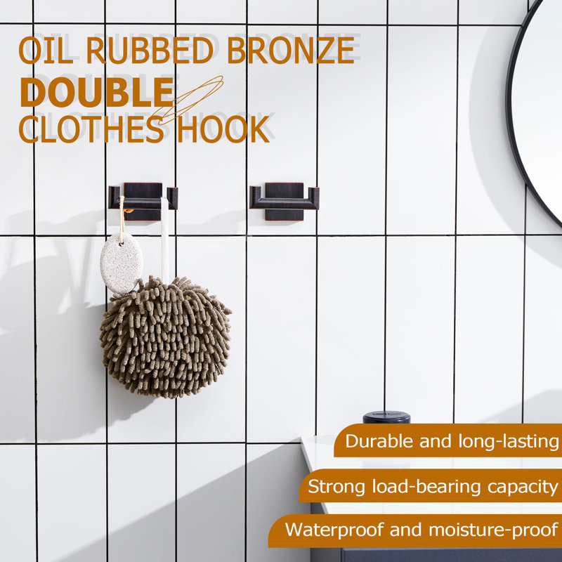 Double Towel Hooks Wall Mounted, Oil Rubbed Bronze