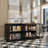 Modern Reception Counter Desk With Tempered Glass Display, Led Light, Spacious Storage, And Metal Slide Rails Modern Entryway Cabinet With Spacious Drawers - Sleek White Design