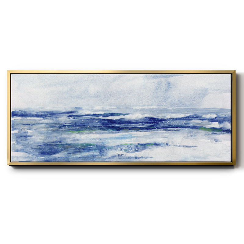 Soft Ocean Waters II- Framed Canvas, 12" H x 30" W