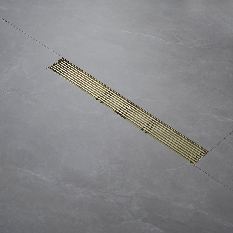 24-Inch Brushed Gold Stainless Steel Linear Shower Drain