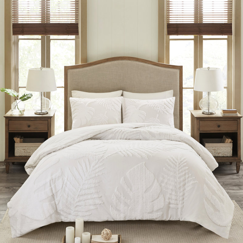 Literie tropicale - Chenille de coton,, grand, thème d'édredon en chenille décor de plage, grand, 3 pièces, Édredon grand