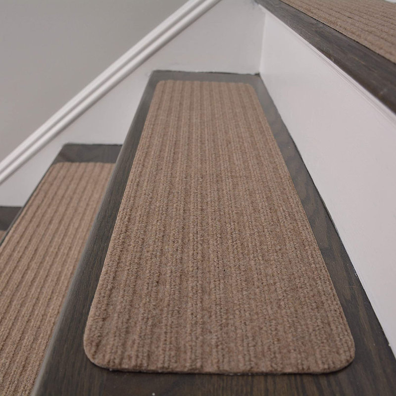 Tapis d'escalier antidérapant Orean, Beige, Rectangle 24 po x 7 po, Ensemble de 13