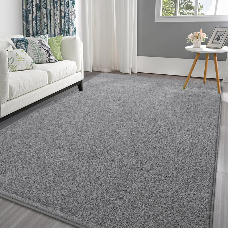 Solid Colour Shag Area Rug, Rectangle 122 x 183 cm, Gray