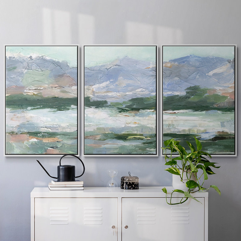 Pastel Mountain View II - Toile encadrée à pièces multiples_2781887C, H 36 po x l 75 po x P 2 po, Blanc