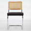 Ensemble de 2 chaises de salle à manger de style Mid-Century moderne en velours avec dossier en canne naturelle et base chromée, confortable et élégant-134682471