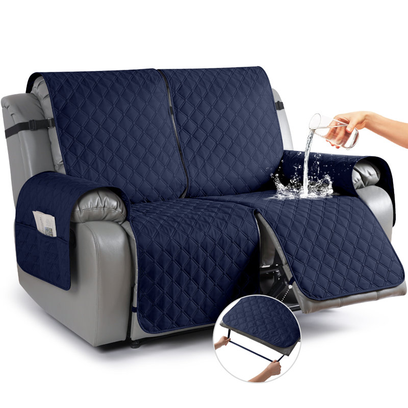 Housse pour fauteuil inclinable et imperméable Wildee, Microfibre bleu foncé, 2 sièges
