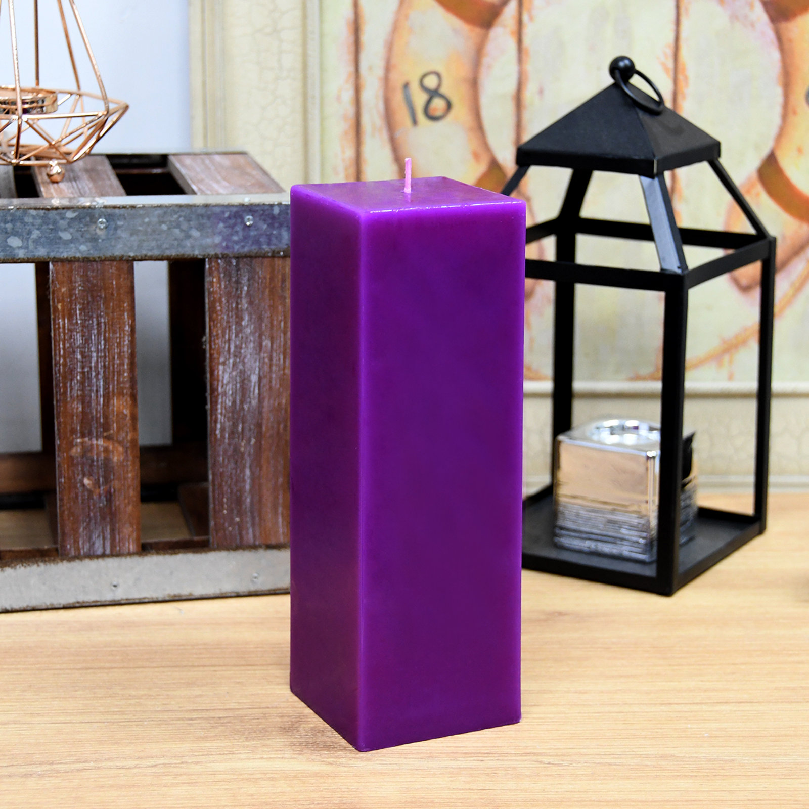 Citronella Pillar Candle, Purple, 9" H x 3" W x 3" D, 1 Candle