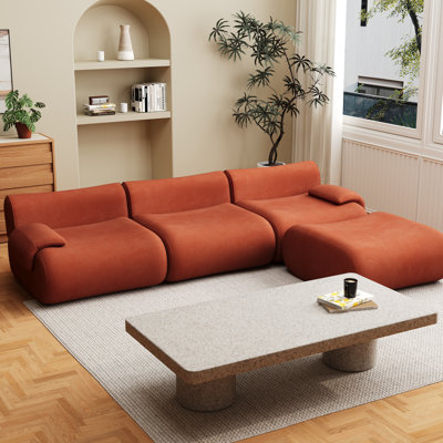 Canapé modulaire en velours côtelé de 113 po avec repose-pieds, canapé surdimensionné pour salon