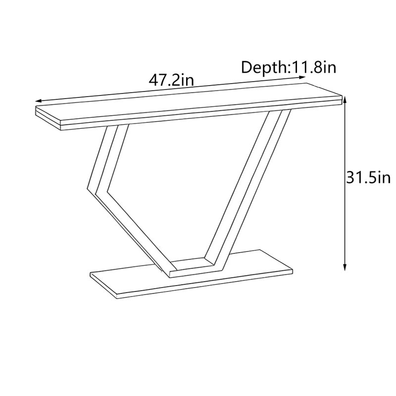 Modern Luxury Entryway Table, 31.5" H x 47.2" W x 11.8" D, Golden, White