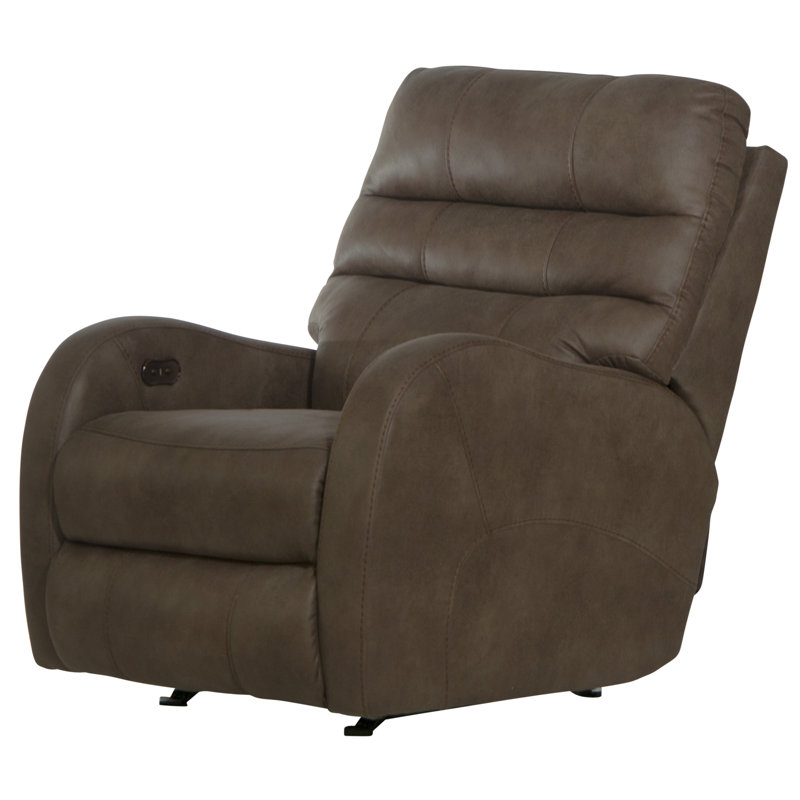 Upholstered Power Rocker Recliner with USB Charging Port, Taupe 100% Polyester