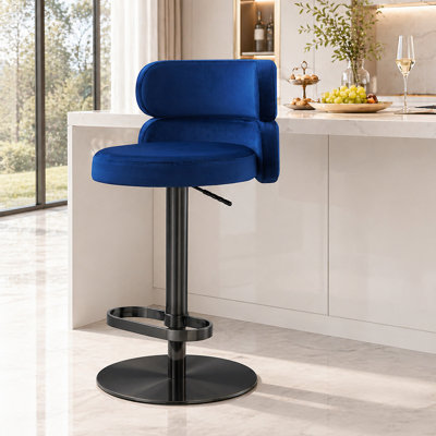 Tabouret de bar et tabouret de bar pivotant à 360 ° Giacamo avec dossier bas et base en acier inoxydable (ensemble de 1)