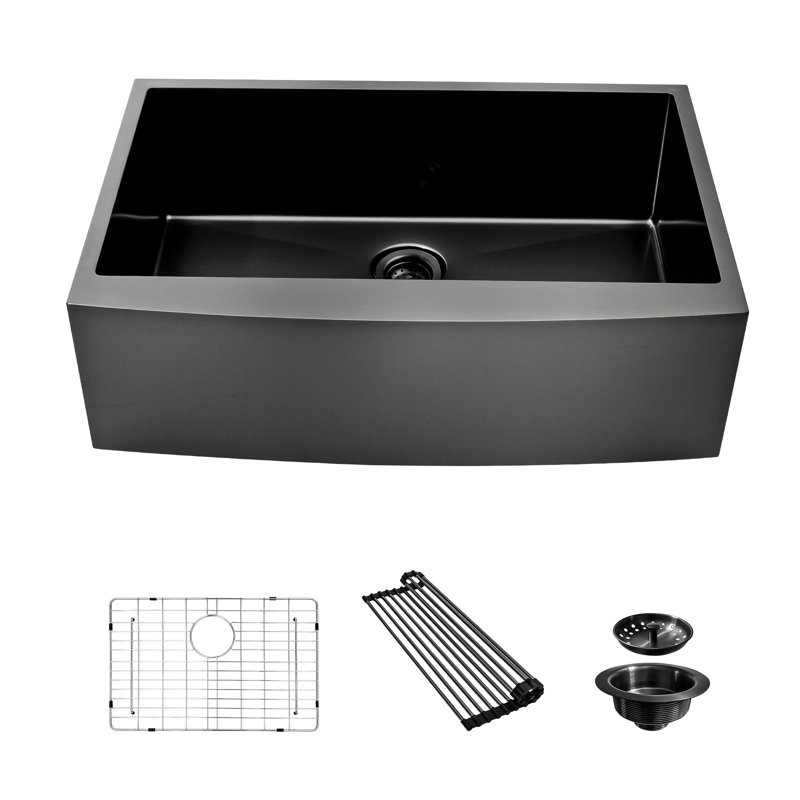 Évier de cuisine 36 po à cuve simple en acier inoxydable, H 10 po x l 21 po x L 36 po