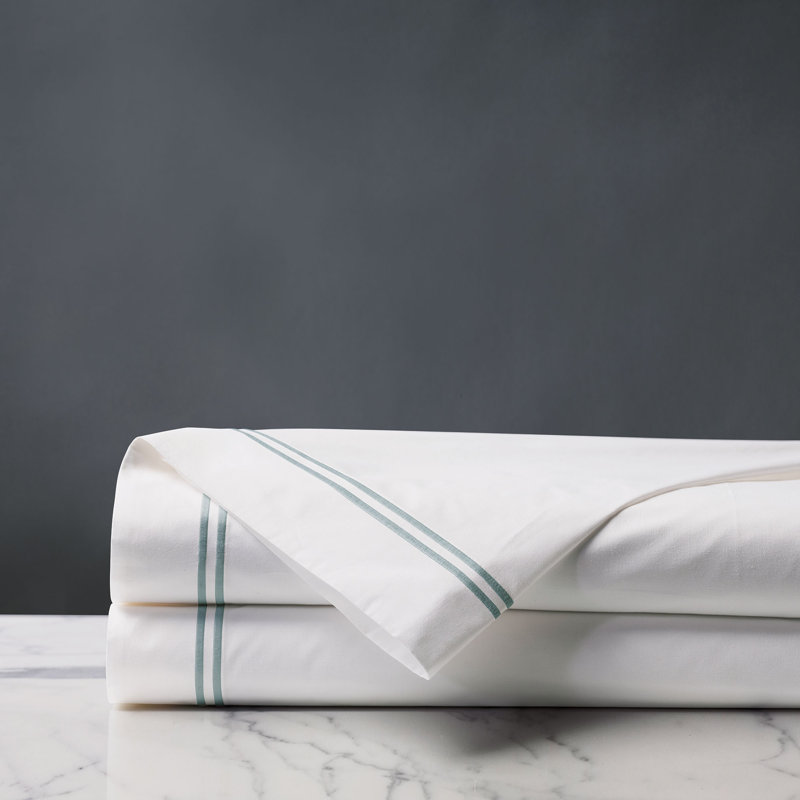 Enzo Egyptian Cotton Trellis Flat Sheet, King Flat Sheet, Lake