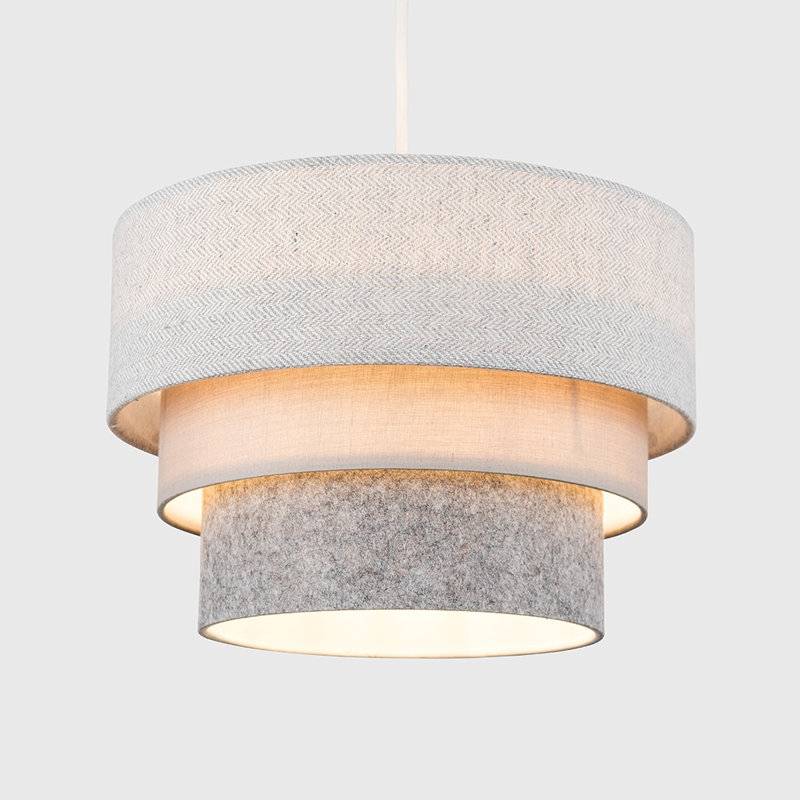 Aztec Drum Pendant Shade, Grey/Taupe, 24" H x 30" W x 30" D