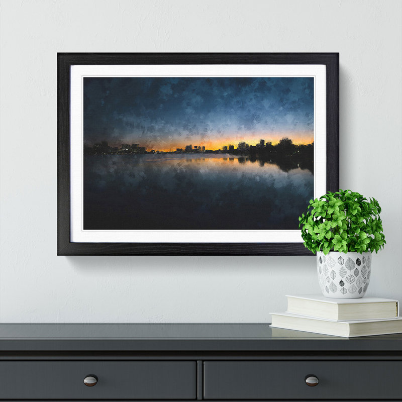 Cambridge Massachusetts Skyline - Picture Frame Graphic Art Print, 62cm H x 87cm W x 2cm D, Black Framed